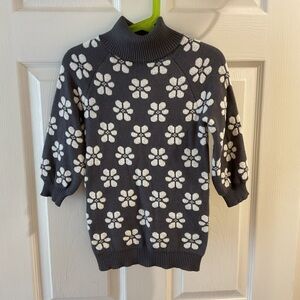 Janie and Jack Charcoal heather Gray Floral sweater Dress 2t nwot